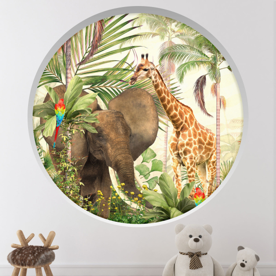 Vinilo Adhesivo Decorativo trampantojo 3D para niños - Infantil - Animales de la jungla