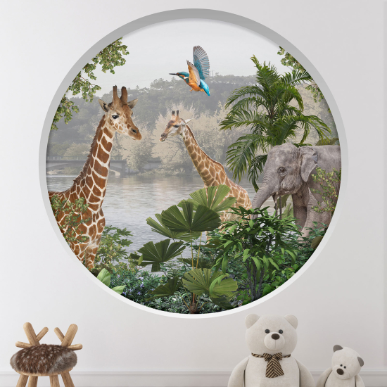 Vinilo Adhesivo Decorativo trampantojo 3D para niños - Infantil - Animales de la jungla