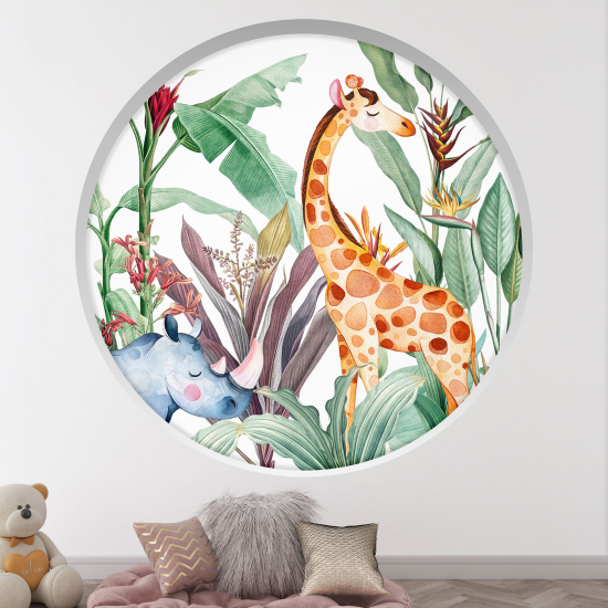 Vinilo Adhesivo Decorativo trampantojo 3D para niños - Infantil - Animales de la jungla