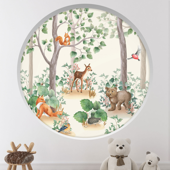Vinilo Adhesivo Decorativo trampantojo 3D para niños - Infantil - Animales del bosque