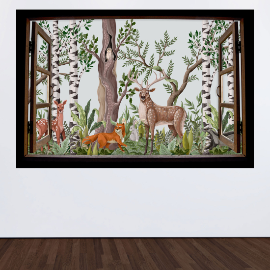 Vinilo Adhesivo Decorativo trampantojo 3D para niños - Infantil - Animales del bosque
