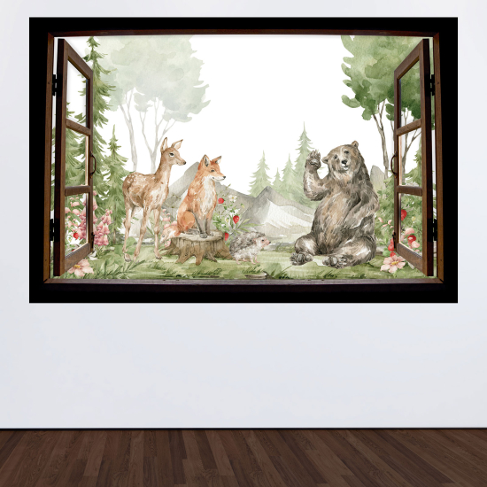 Vinilo Adhesivo Decorativo trampantojo 3D para niños - Infantil - Animales del bosque