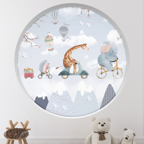 Vinilo Adhesivo Decorativo trampantojo 3D para niños - Infantil - Animales en el cielo