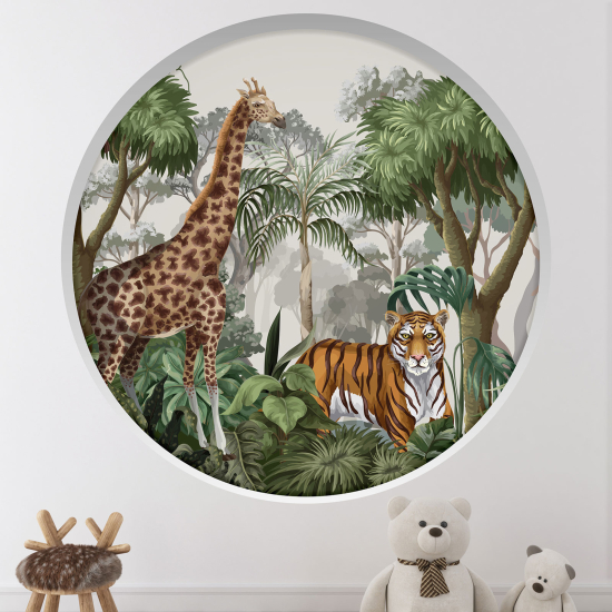 Vinilo Adhesivo Decorativo trampantojo 3D para niños - Infantil - Animales en la Selva