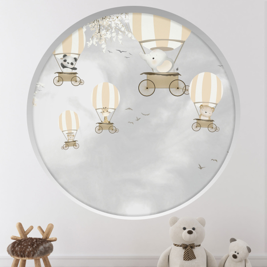 Vinilo Adhesivo Decorativo trampantojo 3D para niños - Infantil - Animales globo aerostático