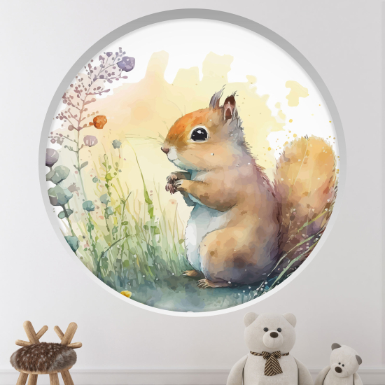 Vinilo Adhesivo Decorativo trampantojo 3D para niños - Infantil - Ardilla
