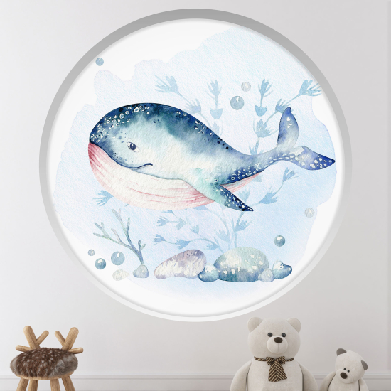 Vinilo Adhesivo Decorativo trampantojo 3D para niños - Infantil - Ballena