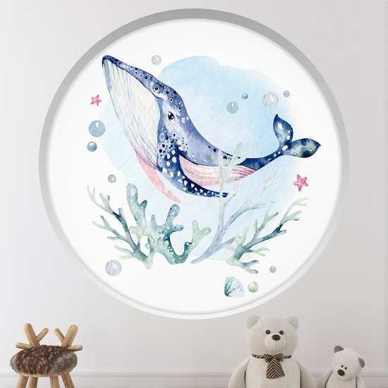 Vinilo Adhesivo Decorativo trampantojo 3D para niños - Infantil - Ballena