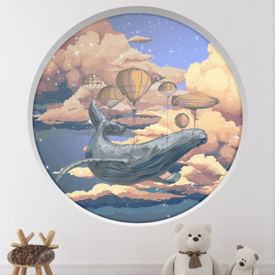 Vinilo Adhesivo Decorativo trampantojo 3D para niños - Infantil - Ballenas Aerostáticas