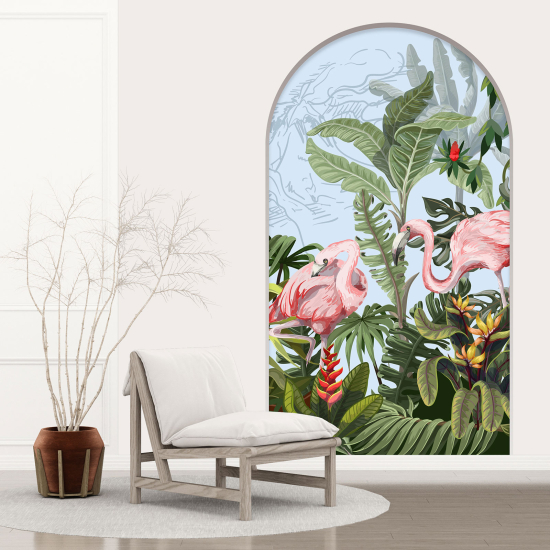 Vinilo Adhesivo Decorativo trampantojo 3D para niños - Infantil - Bóveda - Flamencos rosas