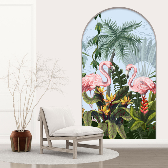 Vinilo Adhesivo Decorativo trampantojo 3D para niños - Infantil - Bóveda - Flamencos rosas