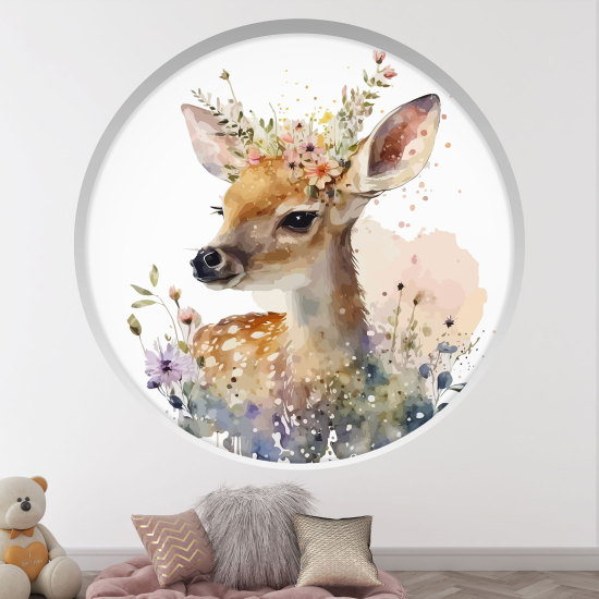 Vinilo Adhesivo Decorativo trampantojo 3D para niños - Infantil - Cervatillo floral