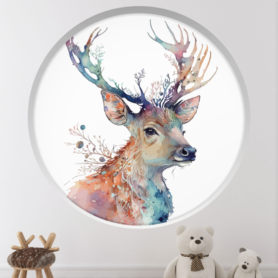 Vinilo Adhesivo Decorativo trampantojo 3D para niños - Infantil - Ciervo