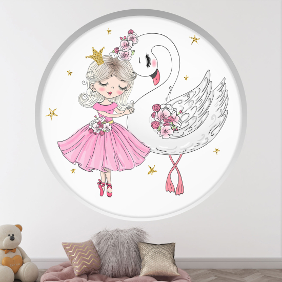 Vinilo Adhesivo Decorativo trampantojo 3D para niños - Infantil - Cisne bailarina