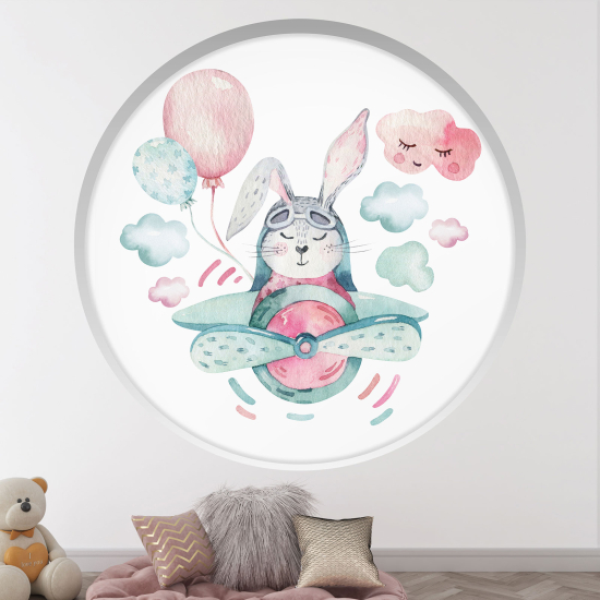 Vinilo Adhesivo Decorativo trampantojo 3D para niños - Infantil - Conejo aviador