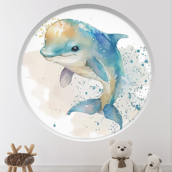 Vinilo Adhesivo Decorativo trampantojo 3D para niños - Infantil - Delfín