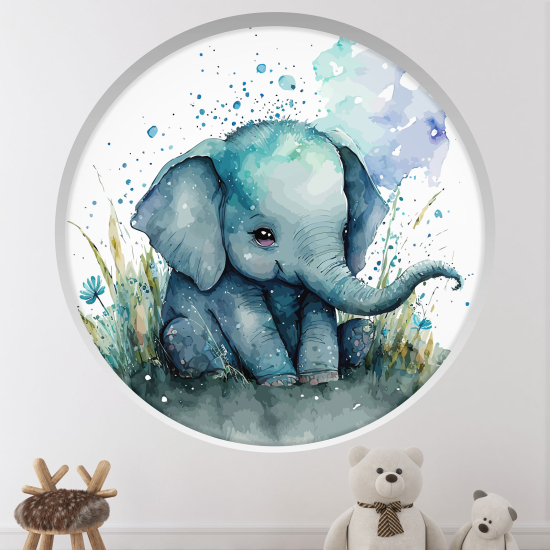 Vinilo Adhesivo Decorativo trampantojo 3D para niños - Infantil - Elefante
