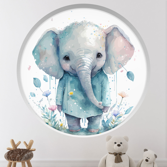Vinilo Adhesivo Decorativo trampantojo 3D para niños - Infantil - Elefante