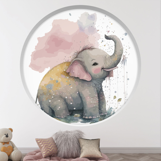 Vinilo Adhesivo Decorativo trampantojo 3D para niños - Infantil - Elefante