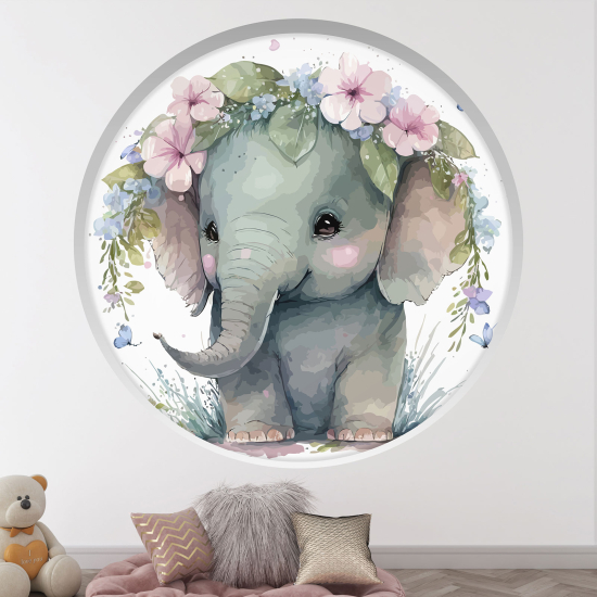 Vinilo Adhesivo Decorativo trampantojo 3D para niños - Infantil - Elefante