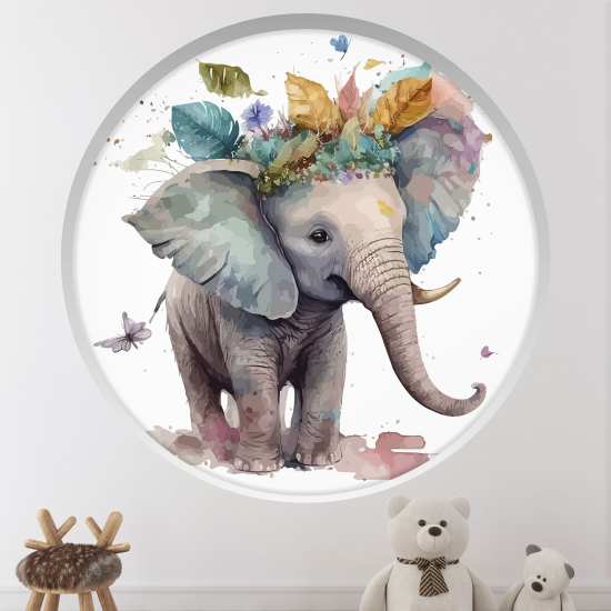 Vinilo Adhesivo Decorativo trampantojo 3D para niños - Infantil - Elefante