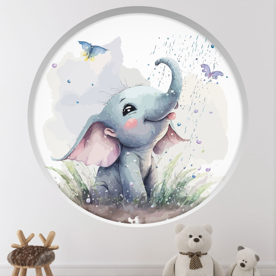 Vinilo Adhesivo Decorativo trampantojo 3D para niños - Infantil - Elefante
