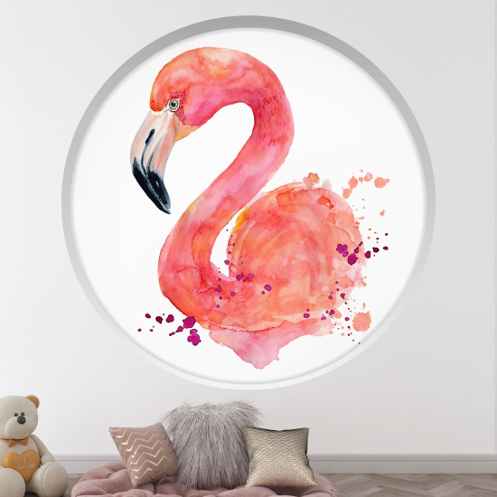 Vinilo Adhesivo Decorativo trampantojo 3D para niños - Infantil - Flamenco rosa
