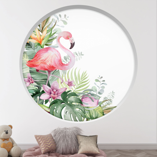 Vinilo Adhesivo Decorativo trampantojo 3D para niños - Infantil - Flamenco rosa