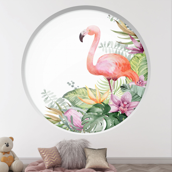 Vinilo Adhesivo Decorativo trampantojo 3D para niños - Infantil - Flamenco rosa