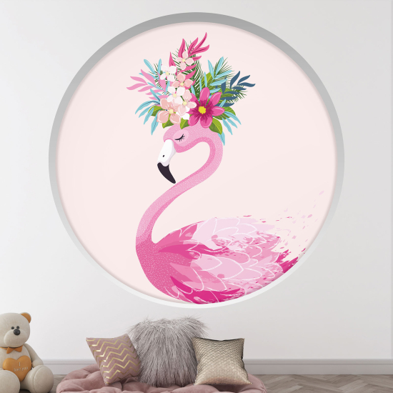 Vinilo Adhesivo Decorativo trampantojo 3D para niños - Infantil - Flamenco rosa