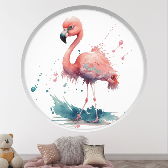 Vinilo Adhesivo Decorativo trampantojo 3D para niños - Infantil - Flamenco rosa