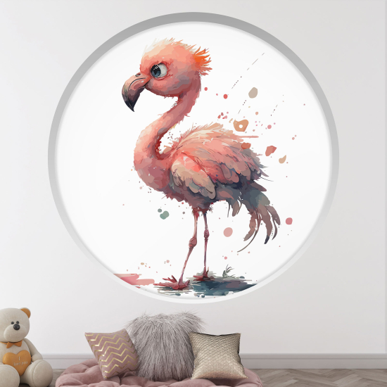 Vinilo Adhesivo Decorativo trampantojo 3D para niños - Infantil - Flamenco rosa