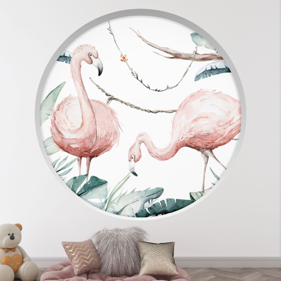 Vinilo Adhesivo Decorativo trampantojo 3D para niños - Infantil - Flamenco rosa