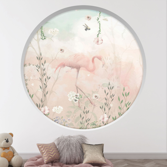 Vinilo Adhesivo Decorativo trampantojo 3D para niños - Infantil - Flamenco rosa