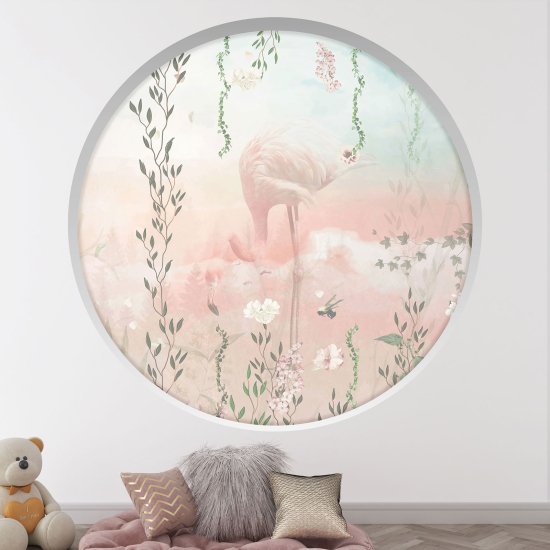 Vinilo Adhesivo Decorativo trampantojo 3D para niños - Infantil - Flamenco rosa