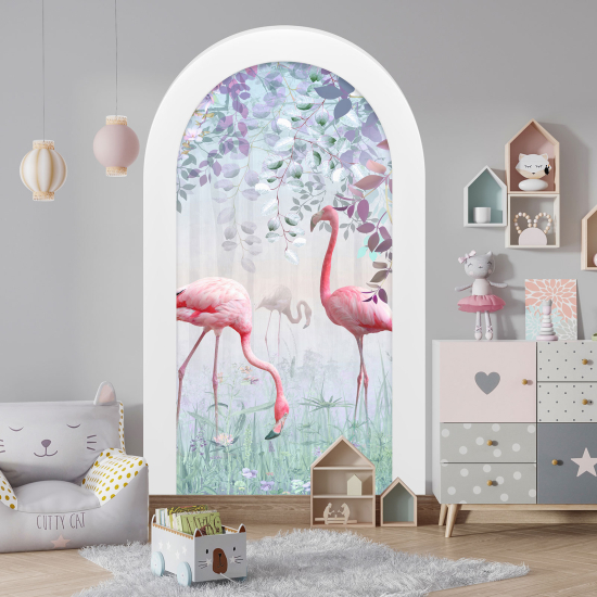 Vinilo Adhesivo Decorativo trampantojo 3D para niños - Infantil - Flamencos Rosados