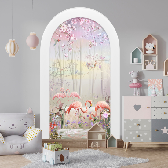 Vinilo Adhesivo Decorativo trampantojo 3D para niños - Infantil - Flamencos Rosados