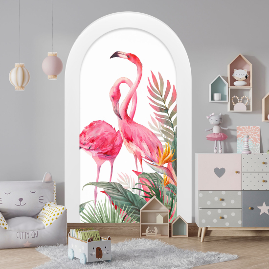 Vinilo Adhesivo Decorativo trampantojo 3D para niños - Infantil - Flamencos Rosados