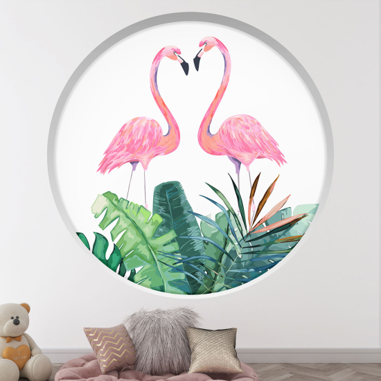 Vinilo Adhesivo Decorativo trampantojo 3D para niños - Infantil - Flamencos rosas