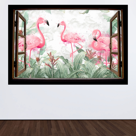 Vinilo Adhesivo Decorativo trampantojo 3D para niños - Infantil - Flamencos rosas