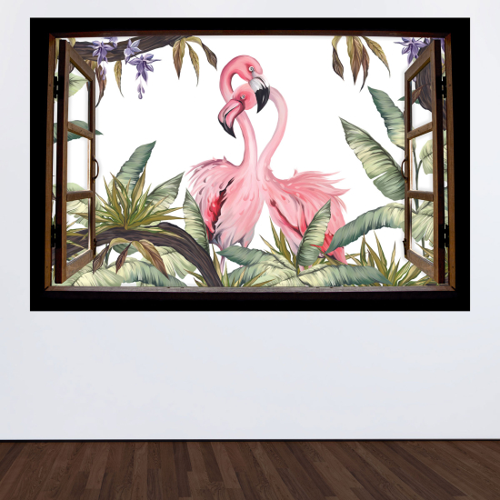 Vinilo Adhesivo Decorativo trampantojo 3D para niños - Infantil - Flamencos rosas