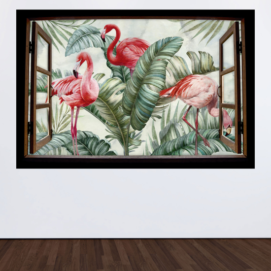 Vinilo Adhesivo Decorativo trampantojo 3D para niños - Infantil - Flamencos rosas