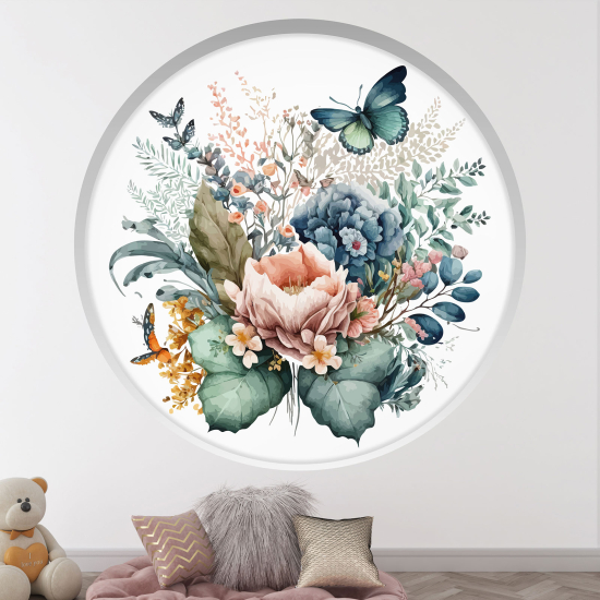 Vinilo Adhesivo Decorativo trampantojo 3D para niños - Infantil - Flores mariposa