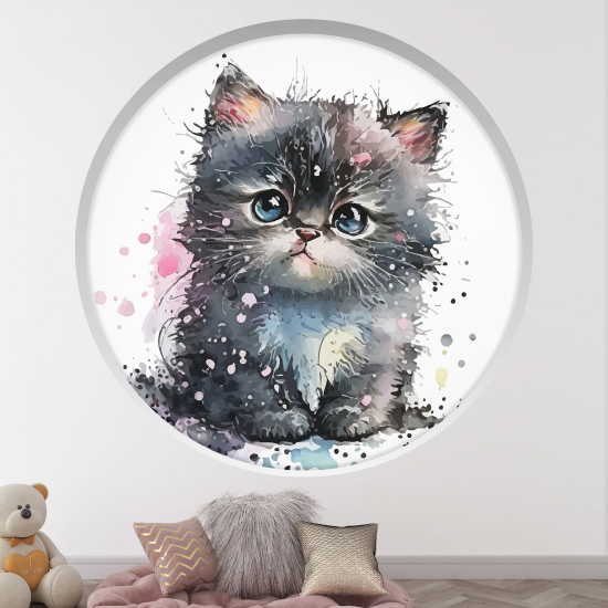 Vinilo Adhesivo Decorativo trampantojo 3D para niños - Infantil - Gatito