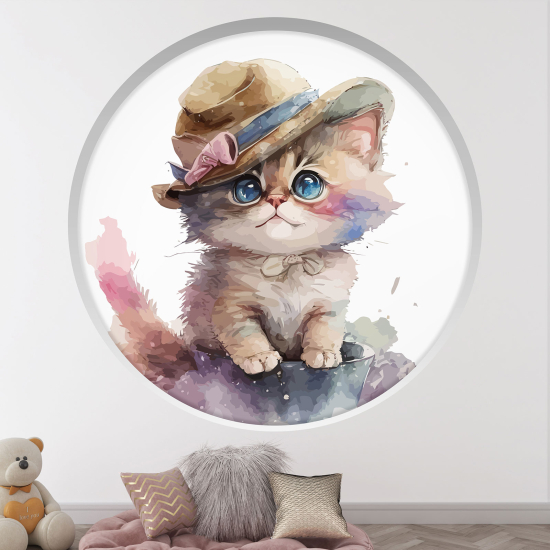 Vinilo Adhesivo Decorativo trampantojo 3D para niños - Infantil - Gatito