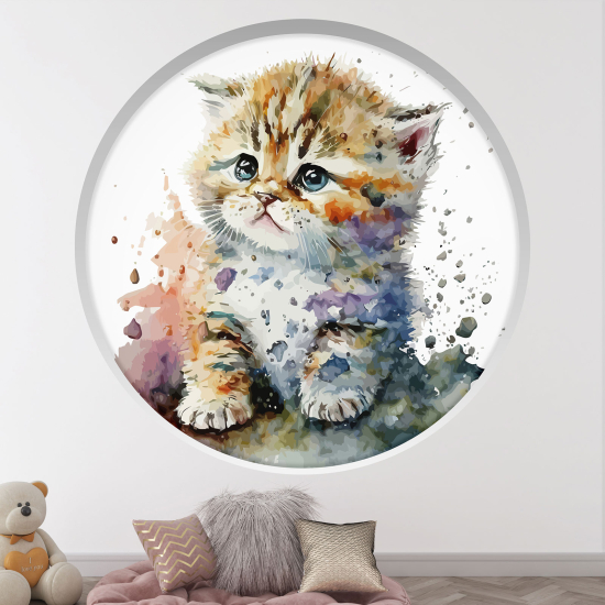 Vinilo Adhesivo Decorativo trampantojo 3D para niños - Infantil - Gatito