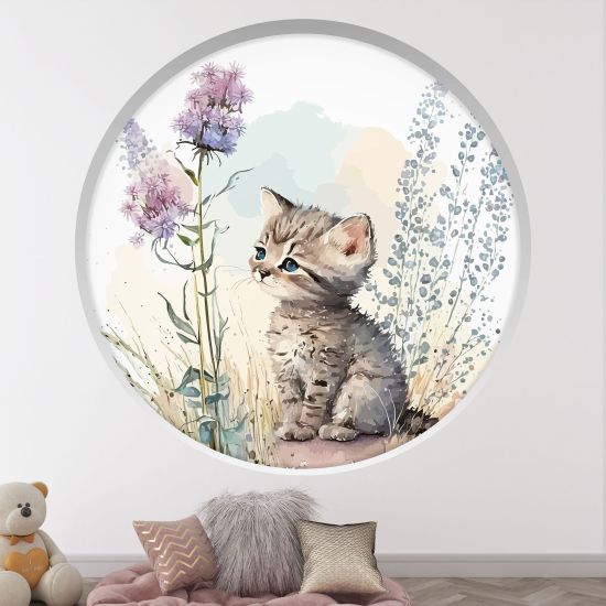 Vinilo Adhesivo Decorativo trampantojo 3D para niños - Infantil - Gatito
