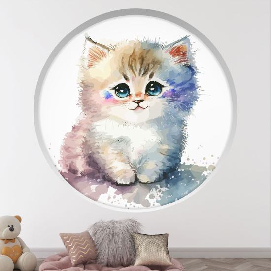 Vinilo Adhesivo Decorativo trampantojo 3D para niños - Infantil - Gatito