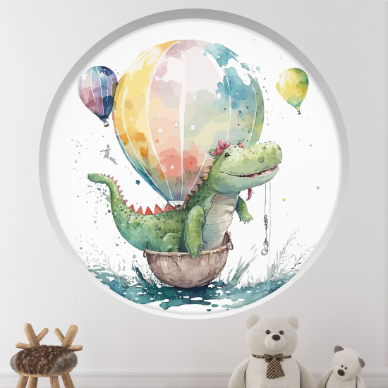 Vinilo Adhesivo Decorativo trampantojo 3D para niños - Infantil - Globos de cocodrilo