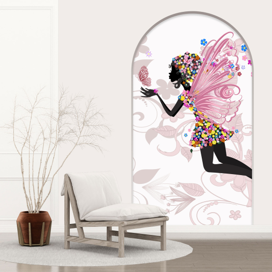 Vinilo Adhesivo Decorativo trampantojo 3D para niños - Infantil - Hada Flores mariposas